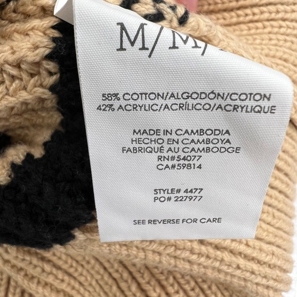 Cabi 4477 Tan Black Striped Turtleneck Sweater Womens Medium Ribbed Knit Cotton - Picture 3 of 5